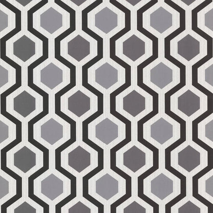 Modern Geometric Wallpaper 
Non Woven Washable  Black Grey White 20.5in x 33ft Covers 56.4sqft  Design