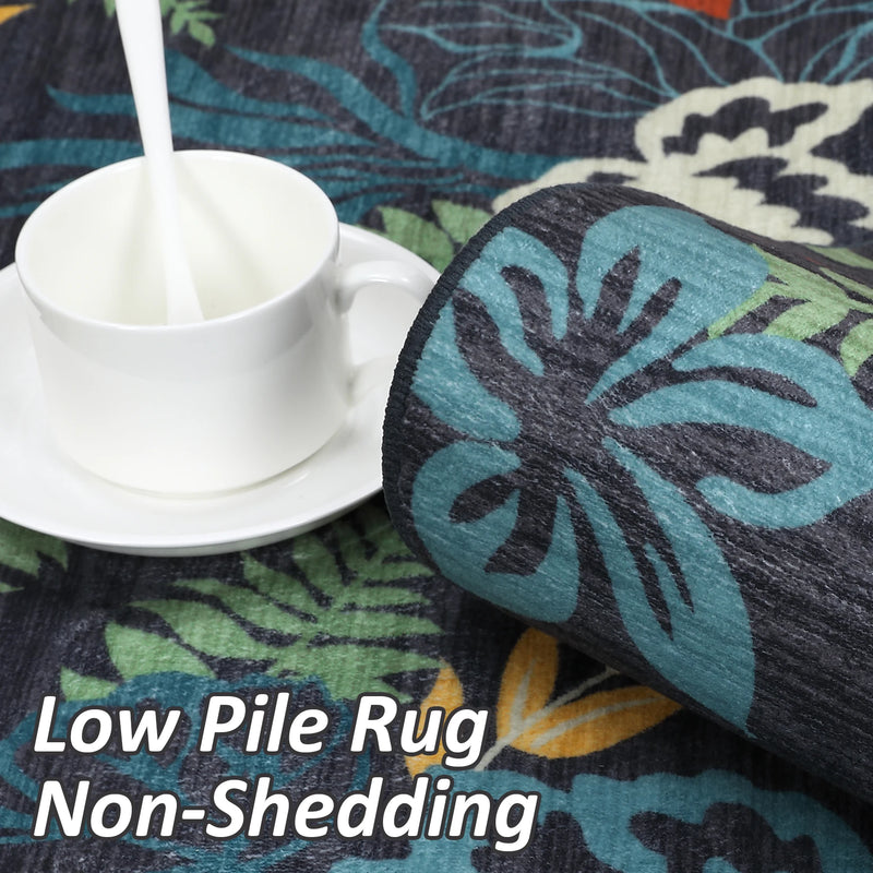 2x6ft Modern Floral Kitchen, Hallway Rug