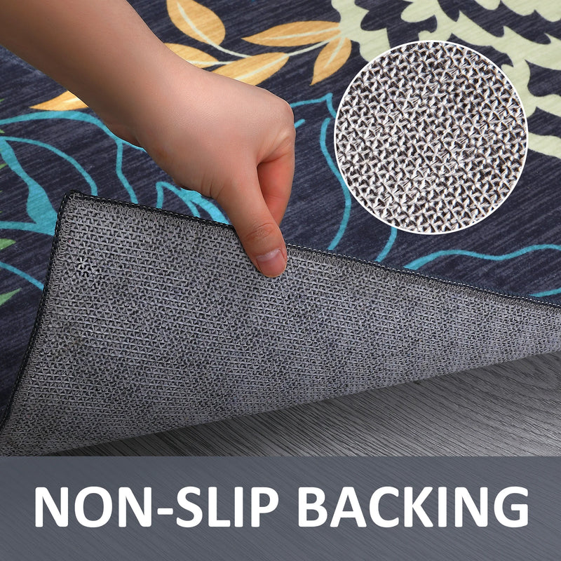 2x6ft Modern Floral Kitchen, Hallway Rug