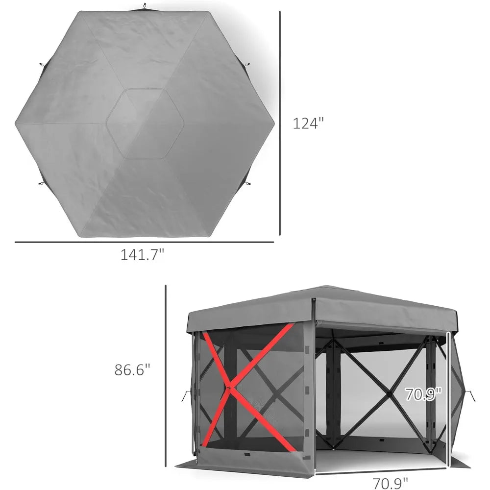 12' x 12' Hexagonal Pop-Up Gazebo Tent