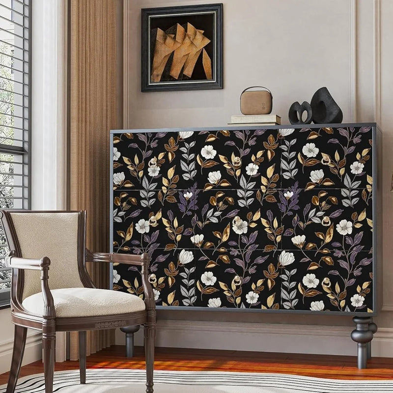 Vintage Gold Leaf Peel and Stick Dark Floral Wallpaper