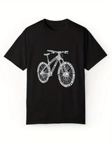 Men's Casual Cotton T-Shirt with Bicycle Print