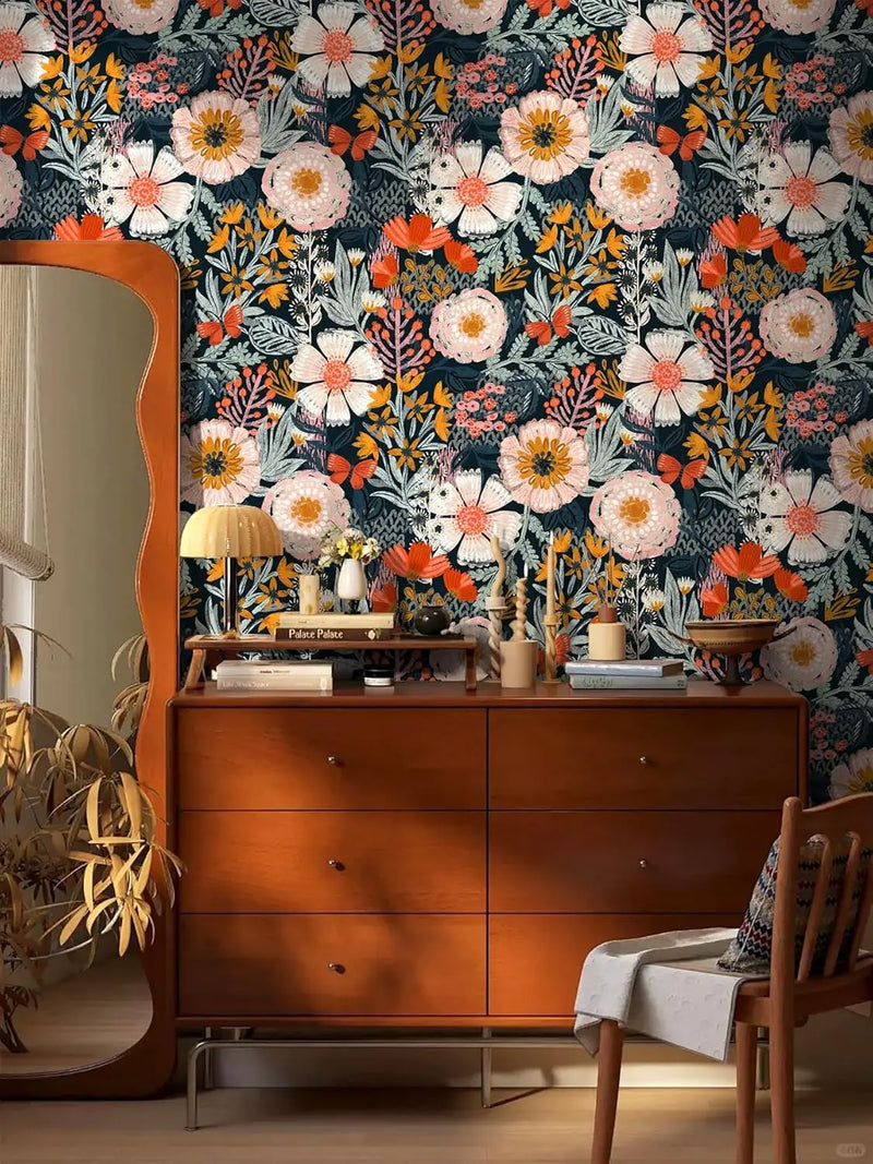 Boho Floral Peel and Stick Wallpaper