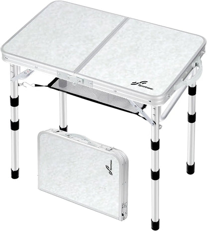 Adjustable Height Small Camp Table (23.6" L x 15.7" W x 3 Heights with Mesh Layer