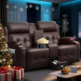 Massage Reclining Loveseat Sofa with Storage Console, Wall Hugger