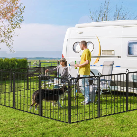 Metal Dog Fence with Wide Door, 40"Height 8/16 Panels
