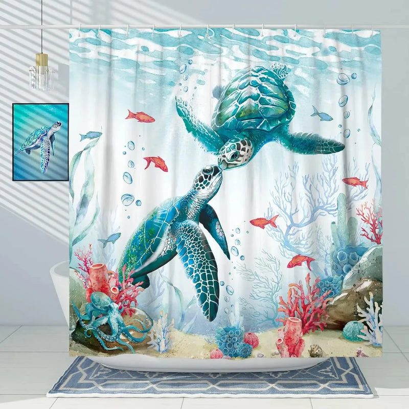 Nautical Blue Sea Shower Curtain