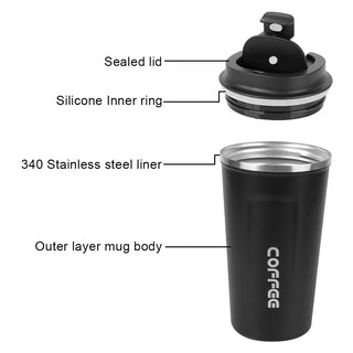 Travel Thermo Cafe Coffee Mug - Stainless Steel