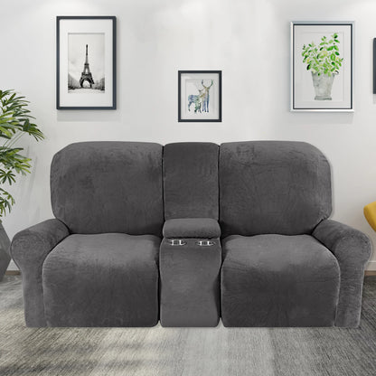 Recliner Loveseat Slipcovers with Cup Holder and Middle Console Cover