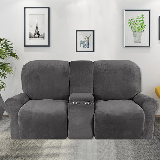 Recliner Loveseat Slipcovers with Cup Holder and Middle Console Cover