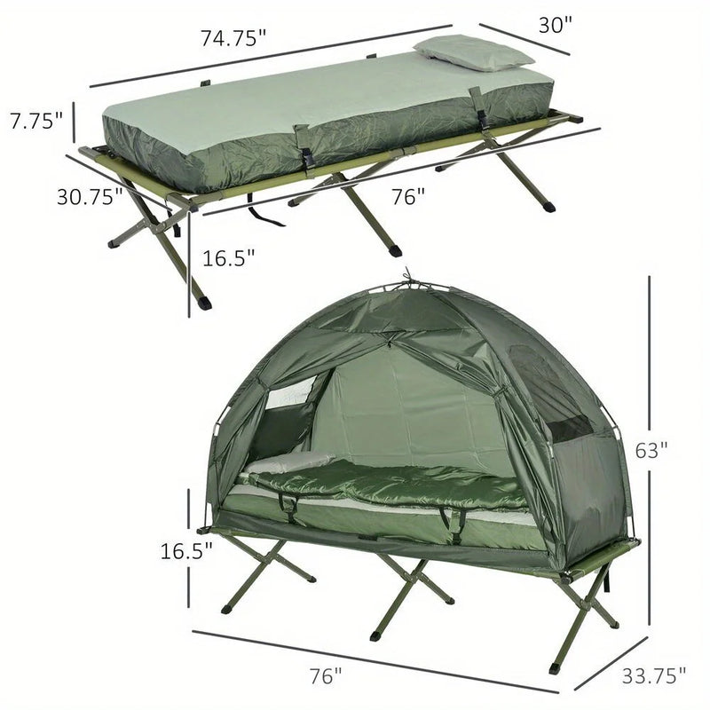 1-person Elevate Folding Tent/Camping Cot w/Air Mattress and Sleeping Bag