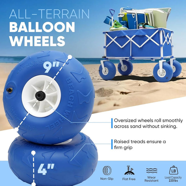 Heavy Duty Beach Wagon with 9" Big Sand-Proof Wheels