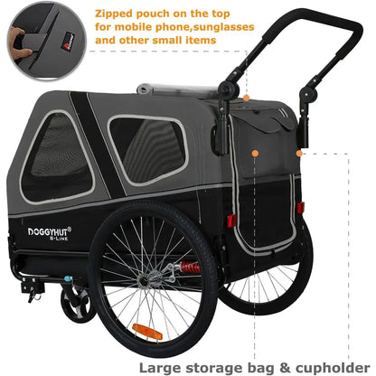 XL Pet Bike Trailer & Stroller for Dogs Up to 100 lbs