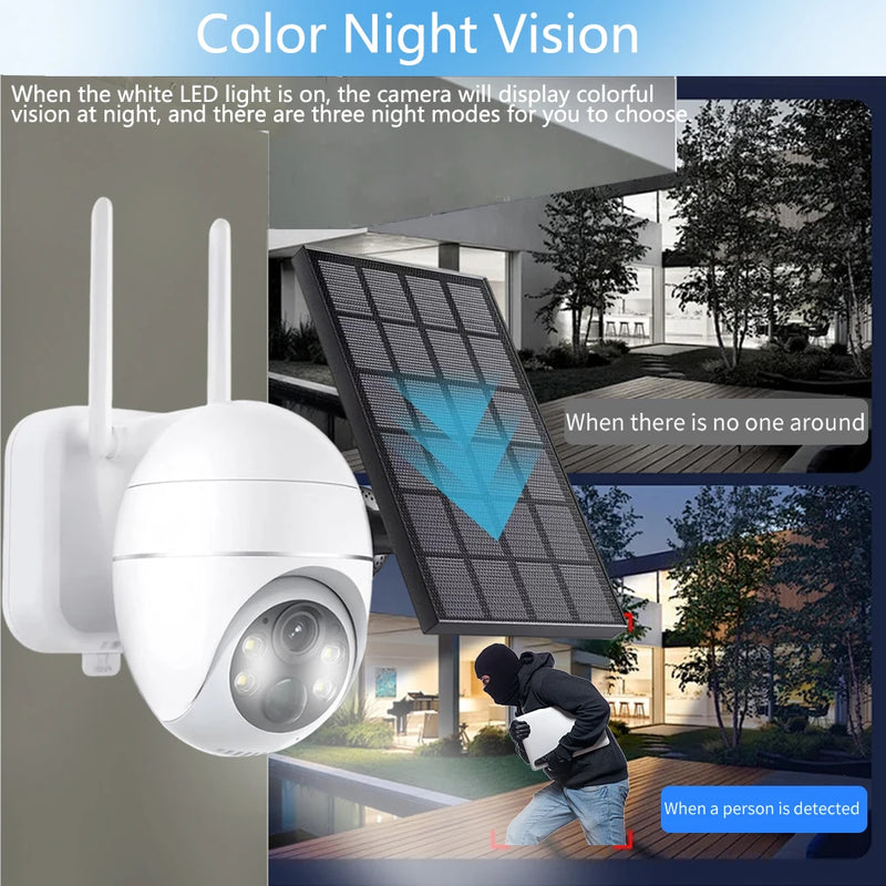 Camera 4G SIM Card 5MP Solar Panel Outdoor Monitoring