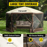 Pop-up Camping Gazebo 6-Sided, 12' x 12' / 10' x 10'