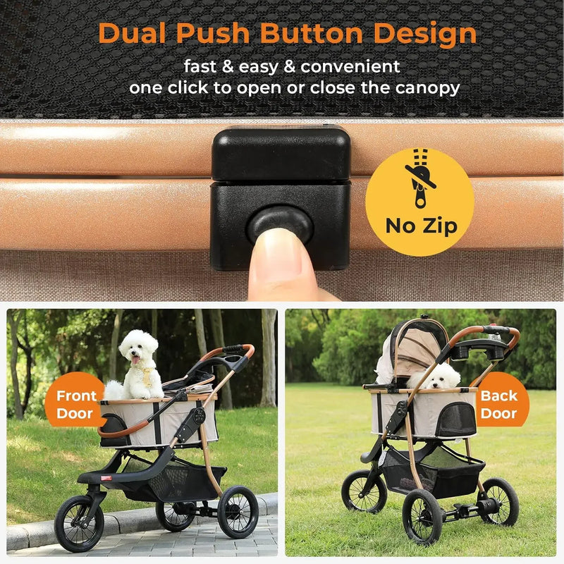 Jogging Pet Stroller, Premium 3-in-1 with Detachable Carrier (Up to 60lbs)