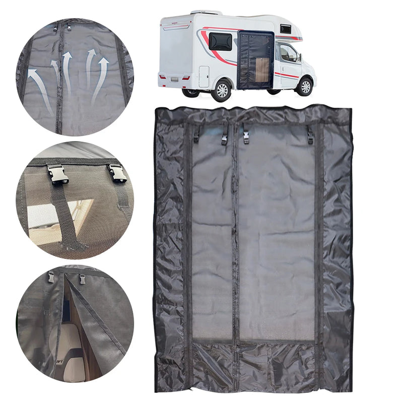 Magnetic Caravan Door Curtain with Zipper