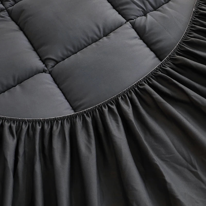 Dark Grey Quilted Mattress Pad