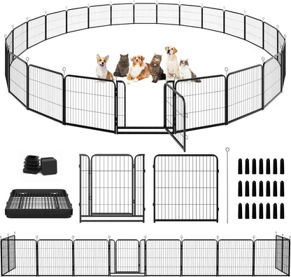 Dog Playpen Outdoor Extra Wide 40" High Rust Resistant Portable RV Campground with Gates, Total 84 Feet, 561 Square Feet