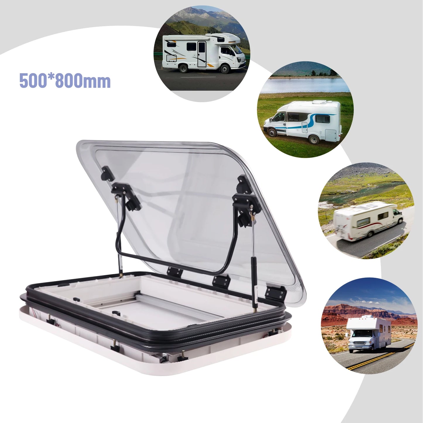 RV Caravan LED Skylight/Hatch - 800x500mm (27.56" x 19.69")