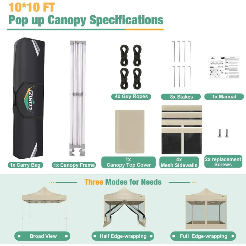10x10 Heavy Duty Pop up Canopy with Sidewalls