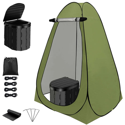 Pop up Privacy Tent with Portable Toilet, Shower, Changing Room