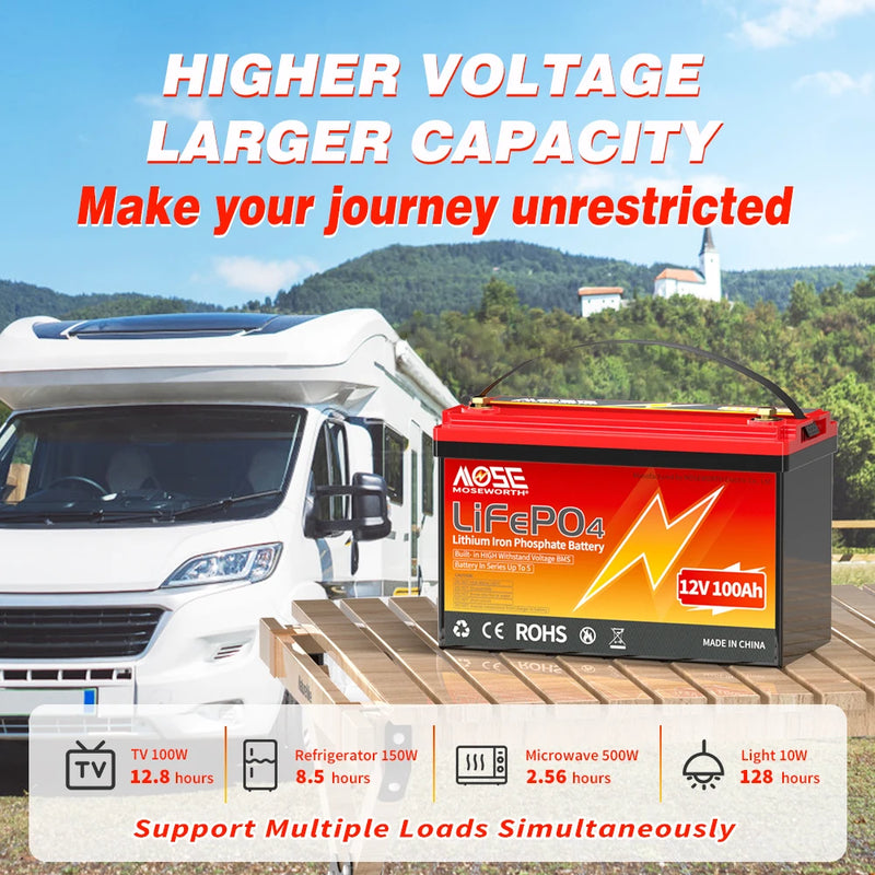 LiFePo4 Battery 12V (100Ah 200Ah 300Ah) 24V (100Ah) BMS Lithium Battery