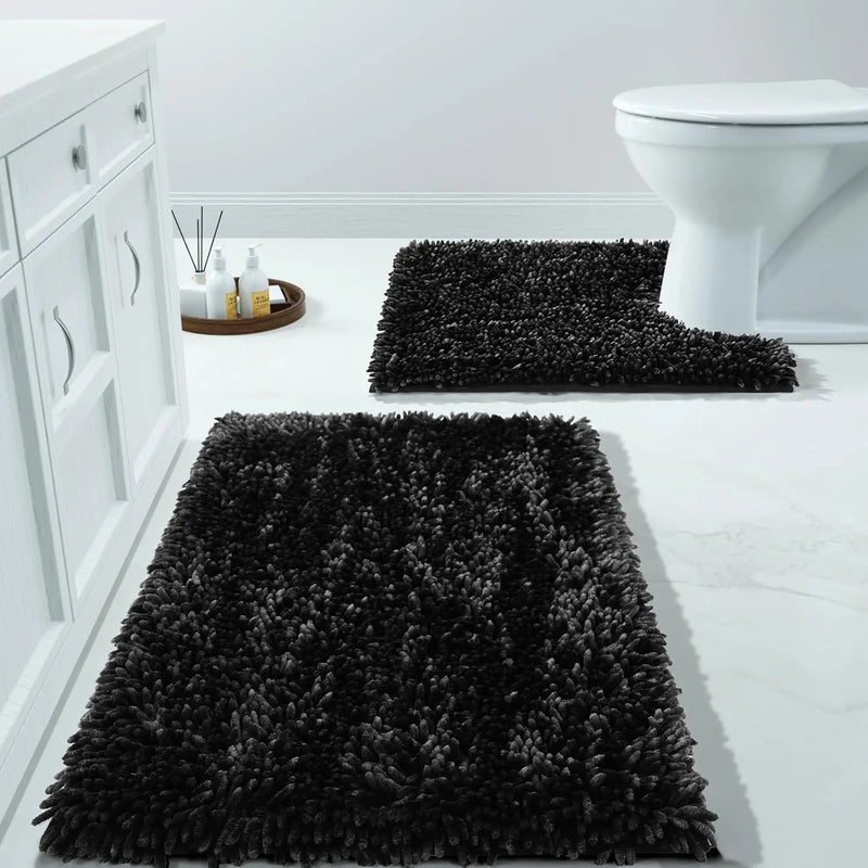 Luxury Shaggy Extra Thick Bathroom Rugs - 2 Piece Set