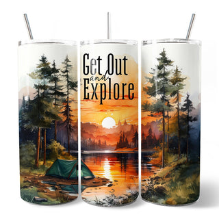 Get Out and Explore 20oz Personalized Tumbler with Lid and Stainless-Steel Straw