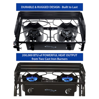 Flame King Outdoor Propane Double Dual Burner Cooker Stove