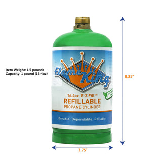 Flame King Eco Friendly Sustainable 1lb Empty Refillable Propane Tank