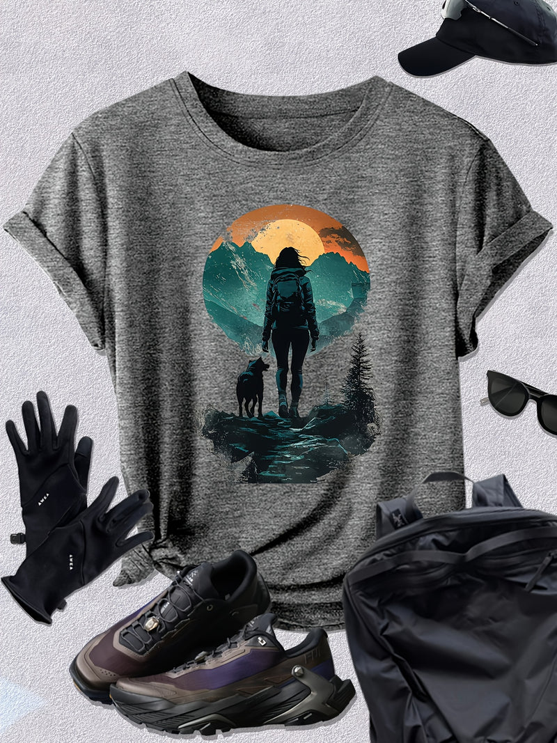 Women's Sunset Hiker Graphic Outdoor T-Shirt