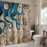 Nautical-Themed Octopus Polyester Shower Curtain