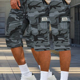 2pcs Men's Outdoor Camouflage Cargo Shorts