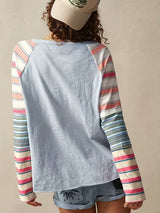 Women's Plus Size Elegant Striped Long Sleeve Top