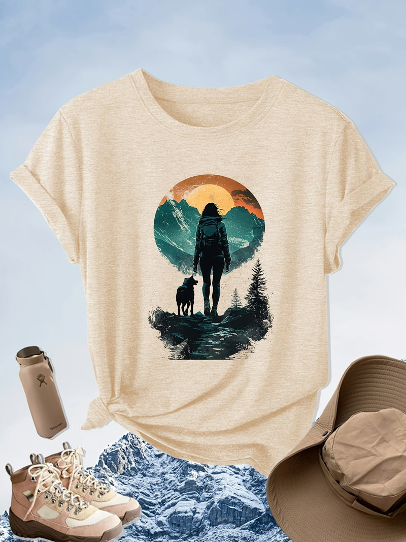 Women's Sunset Hiker Graphic Outdoor T-Shirt