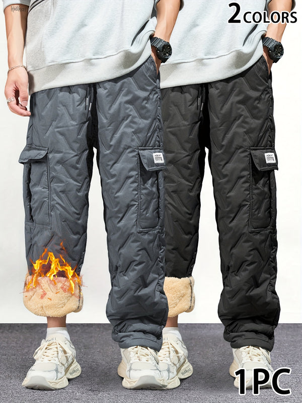 Men's Heavy-Duty Winter Cargo Pants - Thermal Insulated Work Trousers
