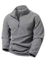 Men's Half-Zip Standing Collar Sweatshirt - Thermal Pullover