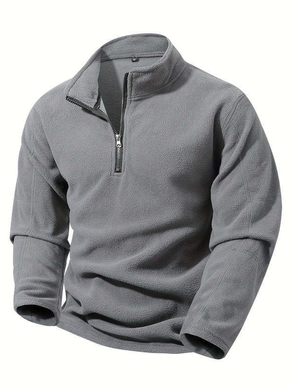 Men's Half-Zip Standing Collar Sweatshirt - Thermal Pullover