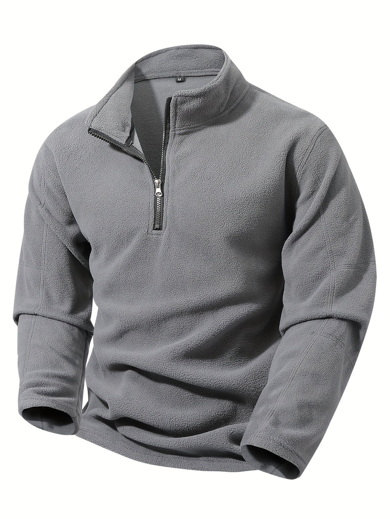 Men's Half-Zip Standing Collar Sweatshirt - Thermal Pullover