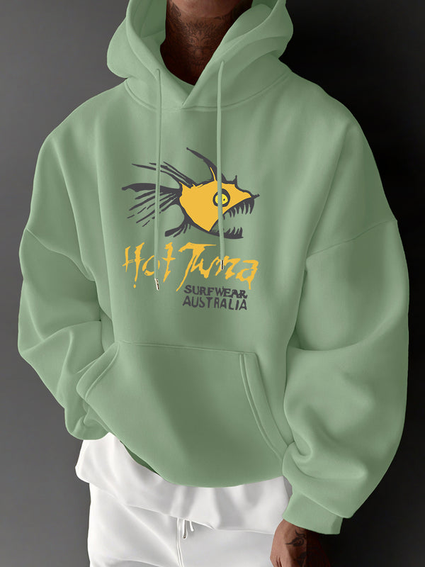 Men's Casual Hoodie with "HOT TANA" Fish Graphic