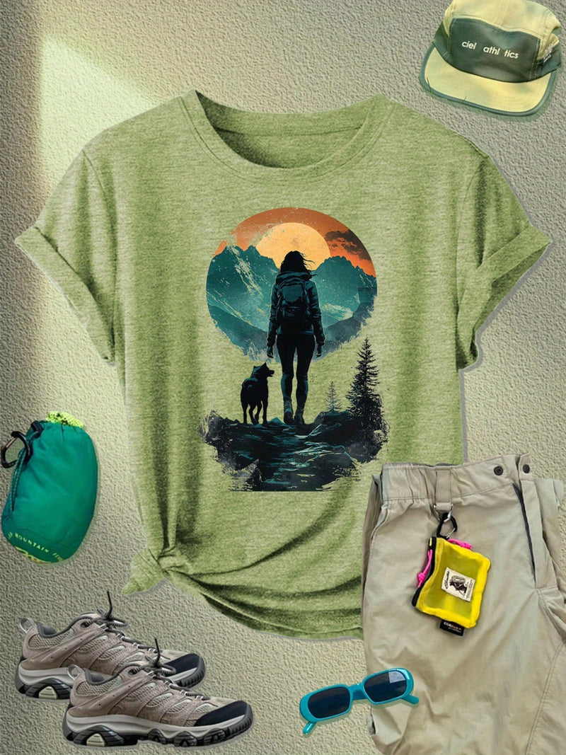 Women's Sunset Hiker Graphic Outdoor T-Shirt