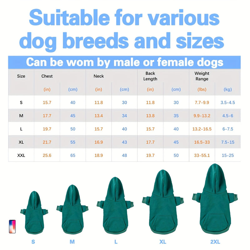 Dog Hoodie Sweatshirt, for Small to Medium Breeds