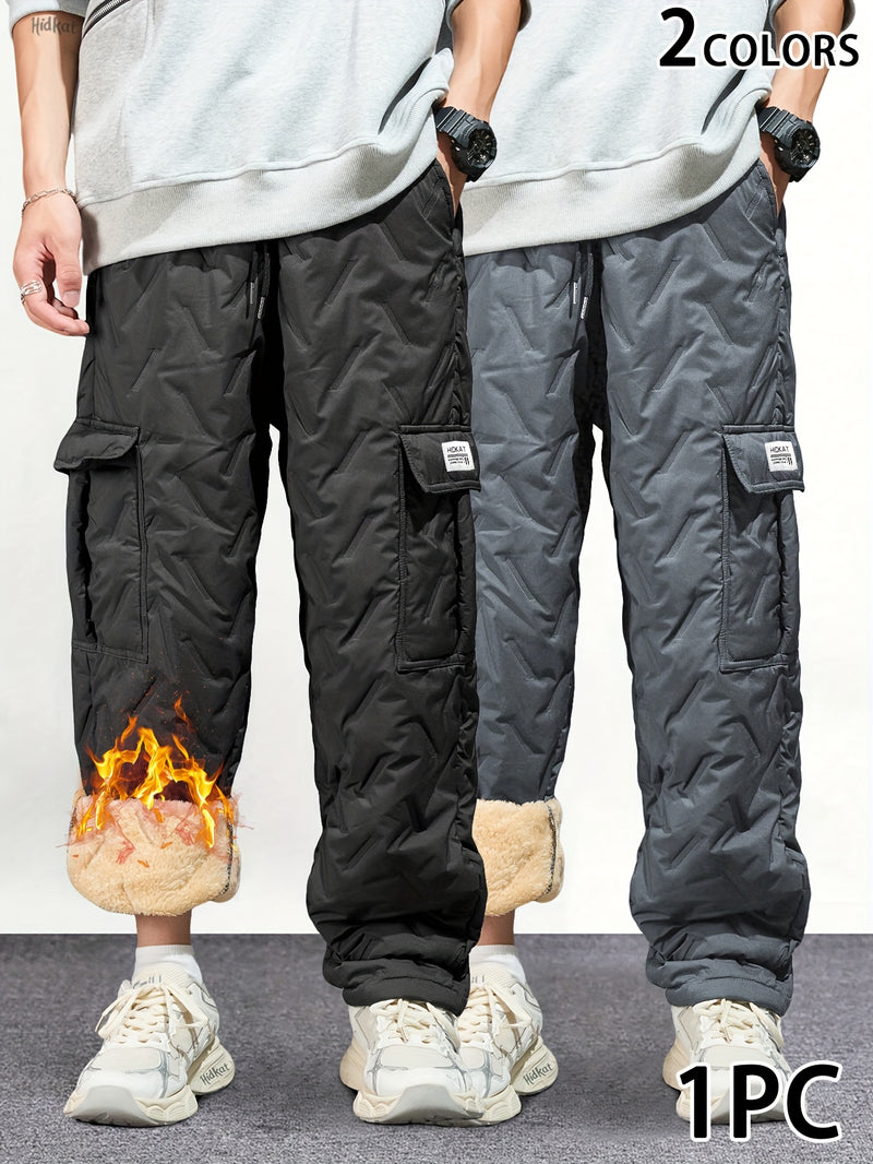 Men's Heavy-Duty Winter Cargo Pants - Thermal Insulated Work Trousers