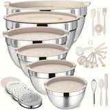 26PCS Heavy-Duty Stainless Steel Mixing Bowls with Airtight Lids