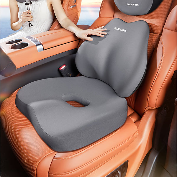 Memory Foam Car Seat Cushion + Back Cushion Set