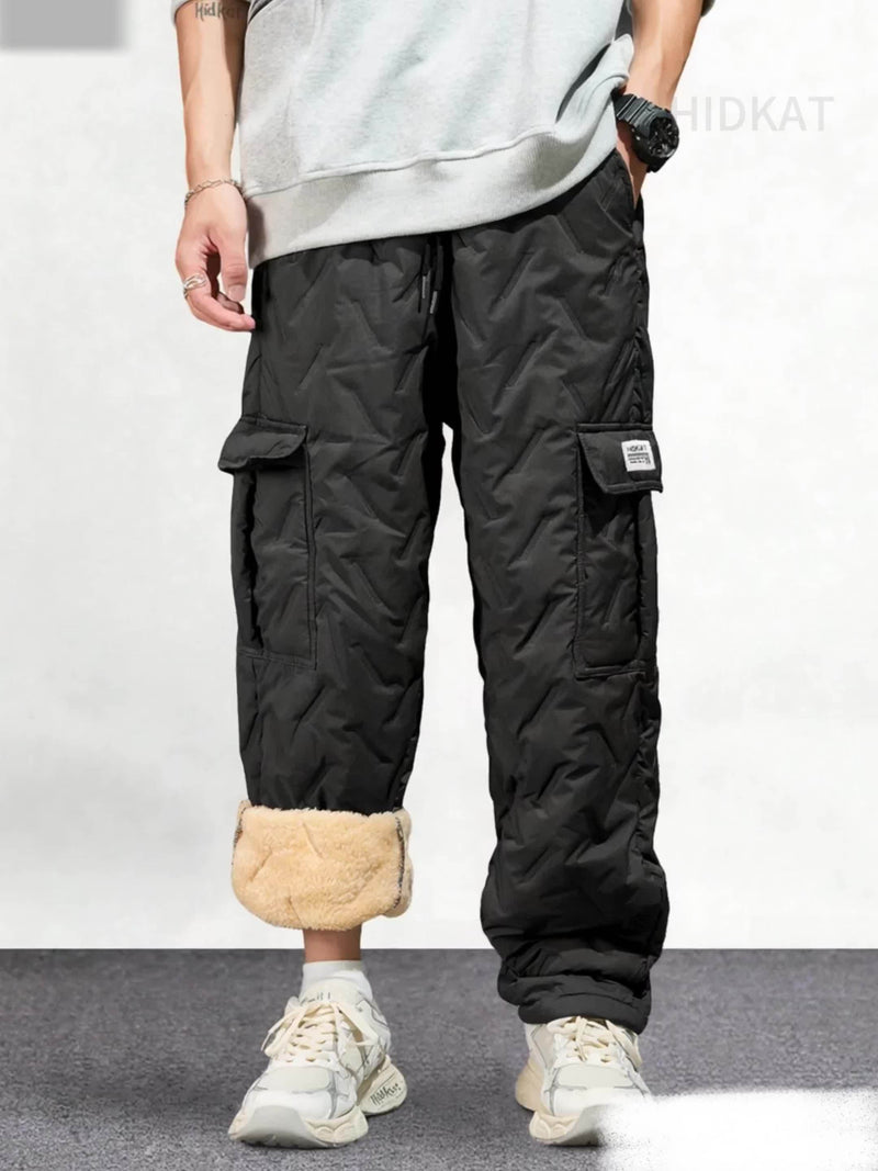 Men's Heavy-Duty Winter Cargo Pants - Thermal Insulated Work Trousers