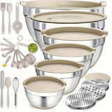 26PCS Heavy-Duty Stainless Steel Mixing Bowls with Airtight Lids