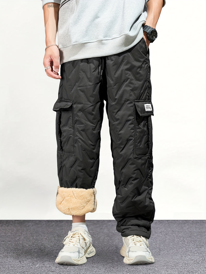 Men's Heavy-Duty Winter Cargo Pants - Thermal Insulated Work Trousers
