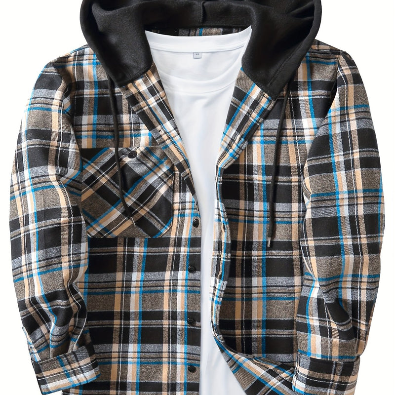 Men's Elegant Plaid Shirt - Button-Front Closure